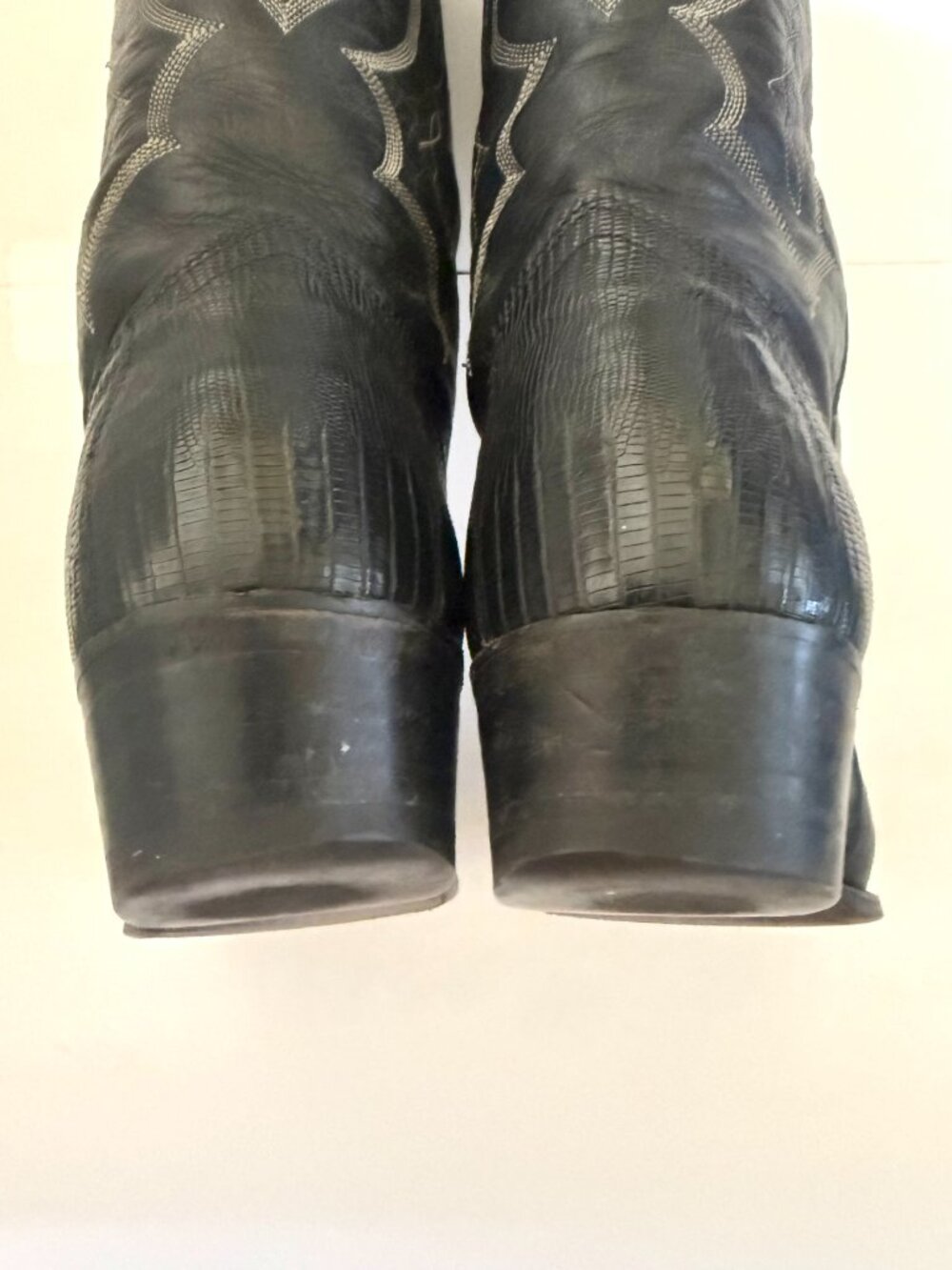 J Chisholm Mens Vintage Teju Lizard Embossed Leather Cowboy Boots 53455 - Picture 4 of 5